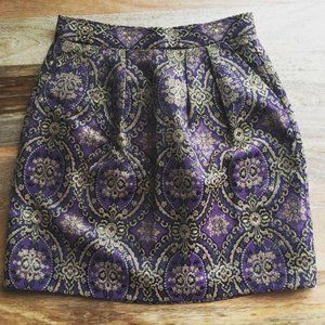 EUC BB Dakota Jaquard Violet & Gold Skirt XS 2